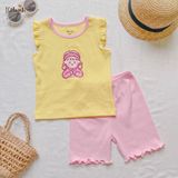  [PREMIUM] Bộ cánh tiên bé gái chất liệu thun Pointelle dệt hoa nổi cao cấp in họa tiết đáng yêu ECOBAMBI 