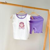  [PREMIUM] Bộ cánh tiên bé gái chất liệu thun Pointelle dệt hoa nổi cao cấp in họa tiết đáng yêu ECOBAMBI 