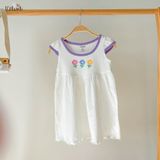  [PREMIUM] Đầm công chúa eo tim bé gái chất liệu thun Pointelle phiên bản Premium dệt hoa nổi cao cấp in họa tiết đáng yêu ECOBAMBI 