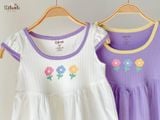  [PREMIUM] Đầm công chúa eo tim bé gái chất liệu thun Pointelle phiên bản Premium dệt hoa nổi cao cấp in họa tiết đáng yêu ECOBAMBI 
