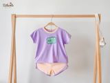  Bộ UNISEX QUẦN SHORT thun cotton Heather phong cách Hàn Quốc in hoạ tiết nổi dễ thương cho bé ECOBAMBI - 8935334000797 