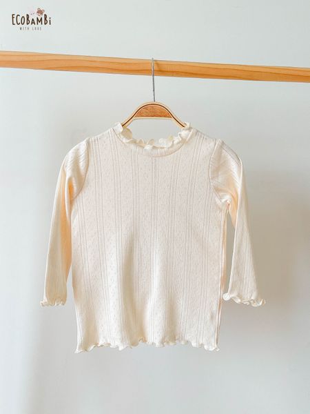  Áo thun cổ lọ tay dài bé gái thun jacquard ECOBAMBI - 8935334000902 