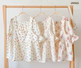  Bộ cotton muslin sát nách nút cài giữa - quần shorts bèo mặc nhà nữ Innies - IN-23BONU001 - 8935334000926 
