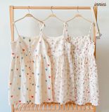  Đầm 2 dây cotton muslin, nút cài giữa, dáng xoè đáng yêu mặc nhà cho nữ Innies - IN-23DAMNU002 