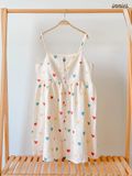  Đầm 2 dây cotton muslin, nút cài giữa, dáng xoè đáng yêu mặc nhà cho nữ Innies - IN-23DAMNU002 