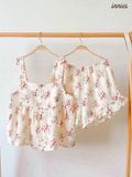  Bộ cotton muslin sát nách nút cài giữa - quần shorts bèo mặc nhà nữ Innies - IN-23BONU001 - 8935334000926 