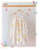  Đầm 2 dây CỔ YẾM đuôi cá cotton MUSLIN in hoạ tiết đáng yêu cho bé gái Ecobambi - BB-23DAMBG005 - 8935334000971 