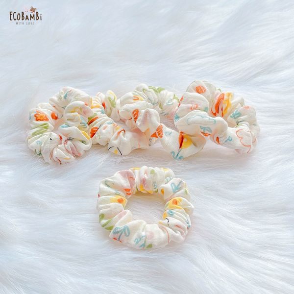  Scrunchies cotton muslin in hoạ tiết - bản nhỏ 