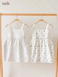  Đầm babydoll hai dây cotton thêu in hoạ tiết dành cho bé gái ECOBAMBI - BB-23DAMBG015 