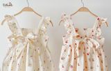  Đầm cotton gân tay cánh tiên phối lai bèo xinh xắn cho bé gái ECOBAMBI - BB-23DAMBG017 - 8935334001022 