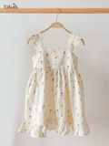  Đầm cotton gân tay cánh tiên phối lai bèo xinh xắn cho bé gái ECOBAMBI - BB-23DAMBG017 - 8935334001022 