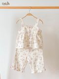  Bộ sát nách, QUẦN LỬNG cotton MUSLIN in hoạ tiết đáng yêu cho bé gái Ecobambi - BB-23BOBG007 - 8935334000964 