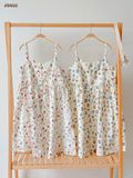  Đầm 2 dây cotton muslin, nút cài giữa, dáng xoè đáng yêu mặc nhà cho nữ Innies - IN-23DAMNU002 
