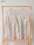  Đầm 2 dây cotton muslin, nút cài giữa, dáng xoè đáng yêu mặc nhà cho nữ Innies - IN-23DAMNU002 