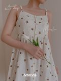  Đầm 2 dây cotton muslin, nút cài giữa, dáng xoè đáng yêu mặc nhà cho nữ Innies - IN-23DAMNU002 - 8935334000919 