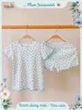  Bộ jacquard tay ngắn - quần shorts bé gái ECOBAMBI - BB-23BOBG043 - 8935334000001 