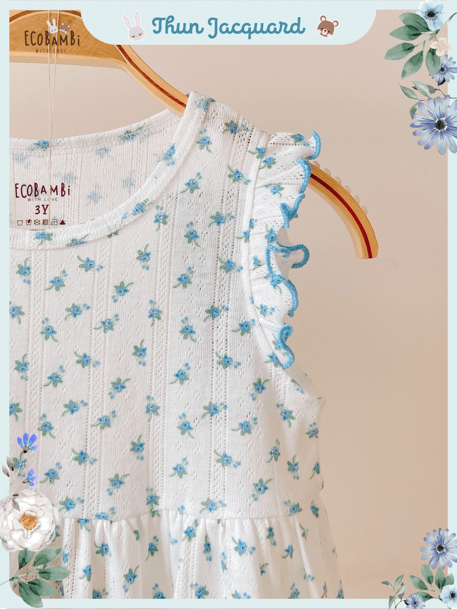  Đầm jacquard tay cánh tiên bé gái ECOBAMBI - BB-23DAMBG054 - 8935334000698 