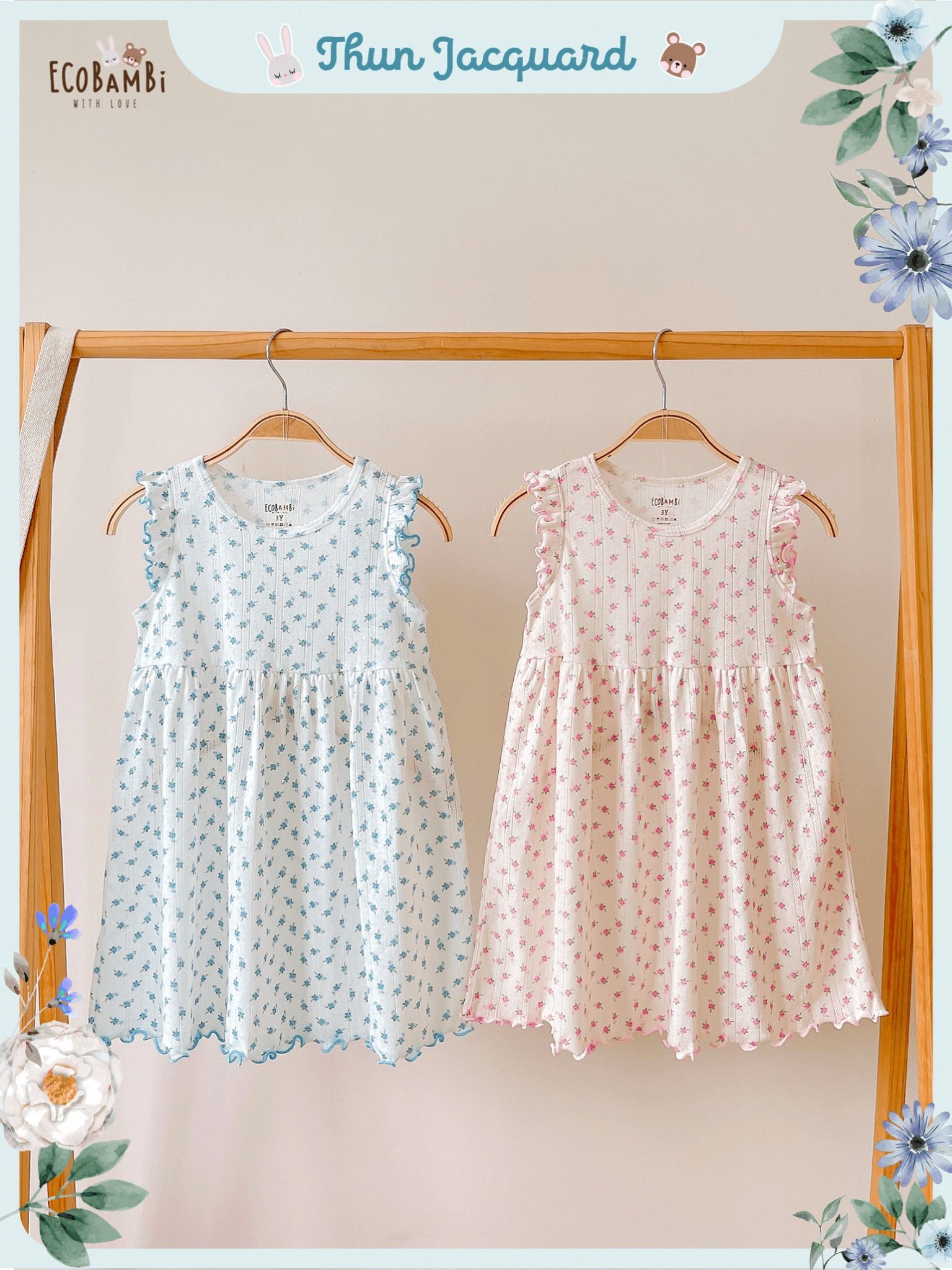  Đầm jacquard tay cánh tiên bé gái ECOBAMBI - BB-23DAMBG054 - 8935334000698 