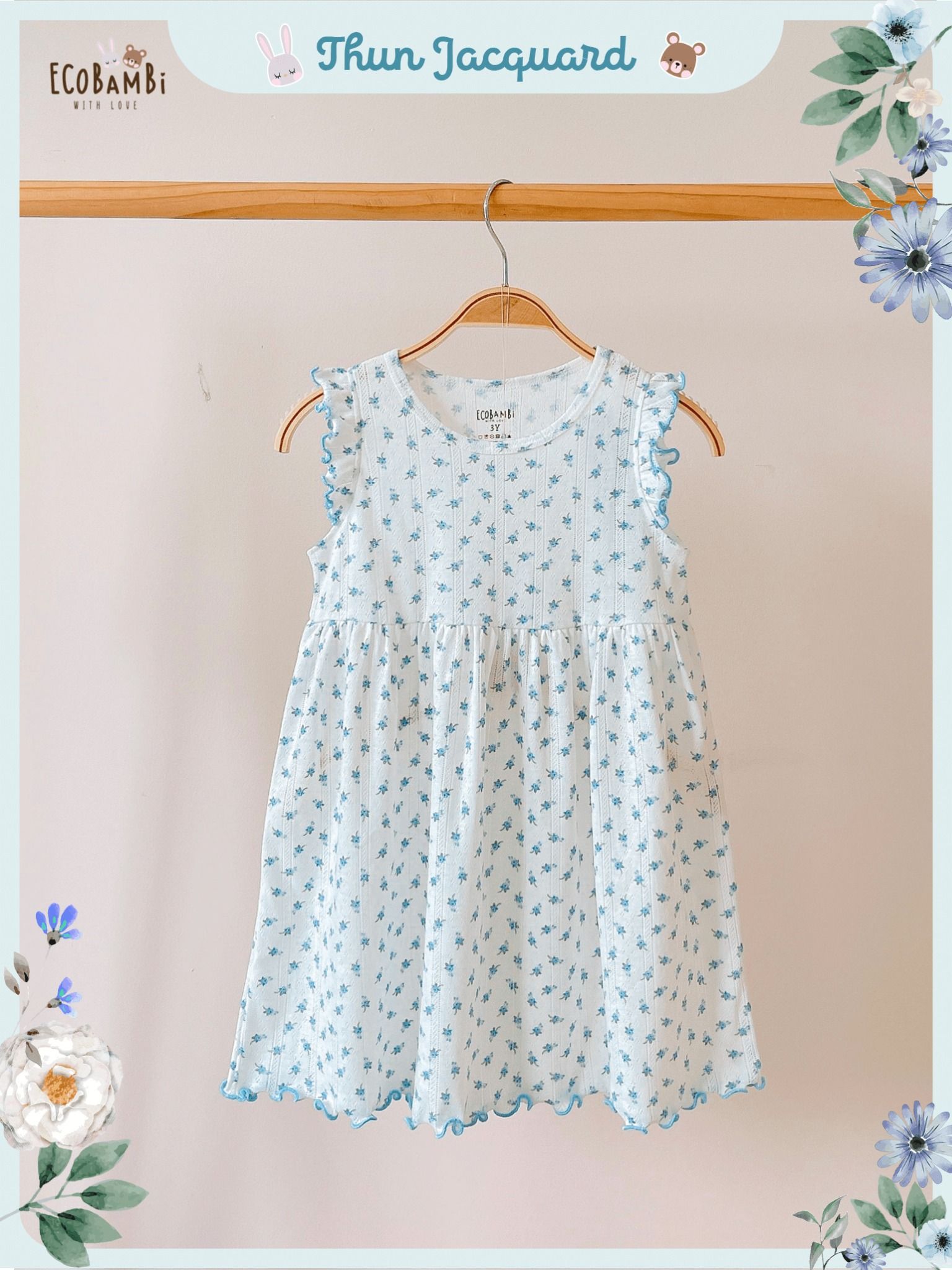  Đầm jacquard tay cánh tiên bé gái ECOBAMBI - BB-23DAMBG054 - 8935334000698 