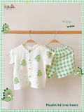  Bộ cotton Muslin Unisex tay ngắn, QUẦN SHORTS phong cách Hàn Quốc ECOBAMBI - BB-23BOBT052 - 8935334001374 