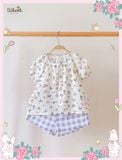  Bộ muslin tay phồng - quần shorts bé gái ECOBAMBI - BB-23BOBG053 - 8935334001367 