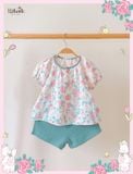  Bộ muslin tay phồng - quần shorts bé gái ECOBAMBI - BB-23BOBG053 - 8935334001367 