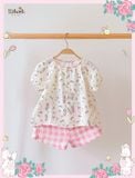  Bộ muslin tay phồng - quần shorts bé gái ECOBAMBI - BB-23BOBG053 - 8935334001367 