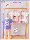  Bộ thun cotton tay ngắn, quần lỡ ống loe caro cho bé gái - BB-23BOBG004 - 8935334001213 