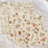  Khăn sữa, khăn xô muslin cho bé in hoạ tiết hoa dễ thương Ecobambi 