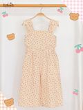  Jumpsuit linen khoét eo phối ren bé gái ECOBAMBI - BB-23JUMPBG048 - 8935334001336 