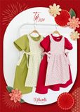  Set đầm phối yếm, thiết kế mang đậm phong cách Nhật Bản cao cấp dành cho tiểu công chúa chất liệu linen - cotton ECOBAMBI - 8935334000865 