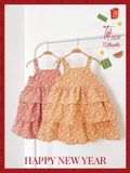  Đầm tầng công chúa 2 dây thiết kế phong cách vintage dành cho tiểu công chúa, chất liệu vải nhung tăm cao cấp ECOBAMBI - 8935334000896 