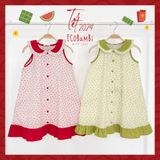  Đầm xoè đuôi cá cổ lá sen, thiết kế mang đậm phong cách Vintage cao cấp dành cho bé gái chất liệu linen - cotton in hoạ tiết hoa nhí ECOBAMBI - 8935334000858 