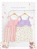  Đầm muslin 2 dây phối bèo caro bé gái ECOBAMBI - BB-23DAMBG060 - 8935334001435 