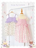  Đầm muslin 2 dây phối bèo caro bé gái ECOBAMBI - BB-23DAMBG060 - 8935334001435 