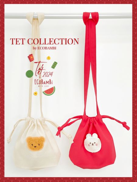  Túi lì xì năm mới, túi tỏi, túi linen dây rút cho bé ECOBAMBI 