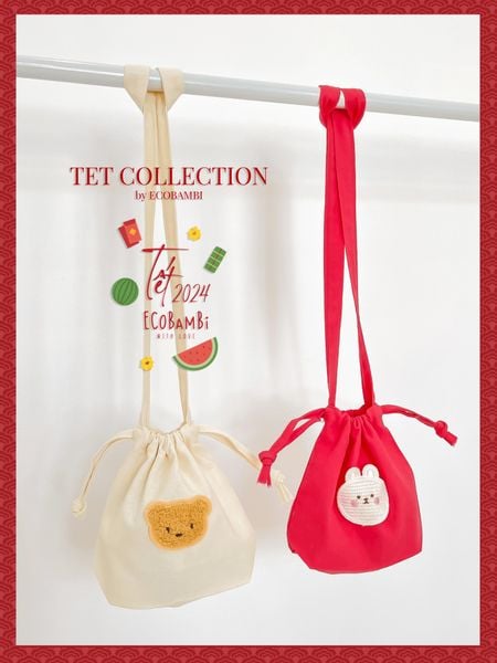  Túi lì xì năm mới, túi tỏi, túi linen dây rút cho bé ECOBAMBI 