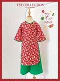  Set áo dài Tết cách tân, thiết kế mang đậm phong cách Vintage cao cấp dành cho bé gái chất liệu linen in hoạ tiết hoa nhí ECOBAMBI - 8935334000841 
