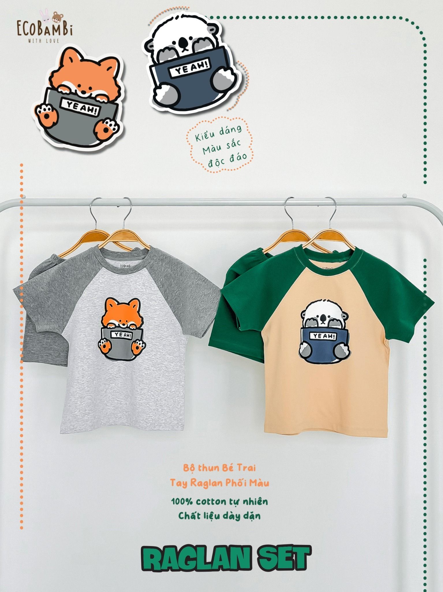  Bộ thun raglan tay ngắn phối màu bé trai ECOBAMBI - BB-23BOBT032 - 8935334001404 - Restock 