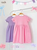  Đầm thun xốp đính nơ bé gái ECOBAMBI - BB-24DAMBG016 