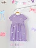  Đầm thun xốp đính nơ bé gái ECOBAMBI - BB-24DAMBG016 