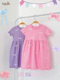  Đầm thun xốp đính nơ bé gái ECOBAMBI - BB-24DAMBG016 