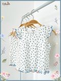  Bộ bé gái tay cánh tiên, quần lửng pointelle hoa nhí - BB-23BOBG022 -  ECOBAMBI 