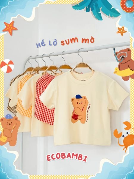  Bộ thun phối quần shorts muslin bé trai ECOBAMBI - BB-24BOBT022 - 8935334001701 