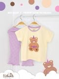  Bộ thun cotton tay ngắn, quần lỡ ống loe caro cho bé gái - BB-23BOBG004 - 8935334001213 