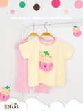  Bộ thun cotton tay ngắn, quần lỡ ống loe caro cho bé gái - BB-23BOBG004 - 8935334001213 