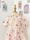  Đầm cotton muslin phối 3 tầng dáng xoè tay phồng đáng yêu cho bé gái BB-23DAMBG016 - ECOBAMBI - 8935334001046 - Restock 