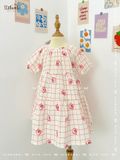  Đầm cotton muslin phối 3 tầng dáng xoè tay phồng đáng yêu cho bé gái BB-23DAMBG016 - ECOBAMBI - 8935334001046 - Restock 
