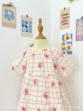  Đầm cotton muslin phối 3 tầng dáng xoè tay phồng đáng yêu cho bé gái BB-23DAMBG016 - ECOBAMBI - 8935334001046 - Restock 
