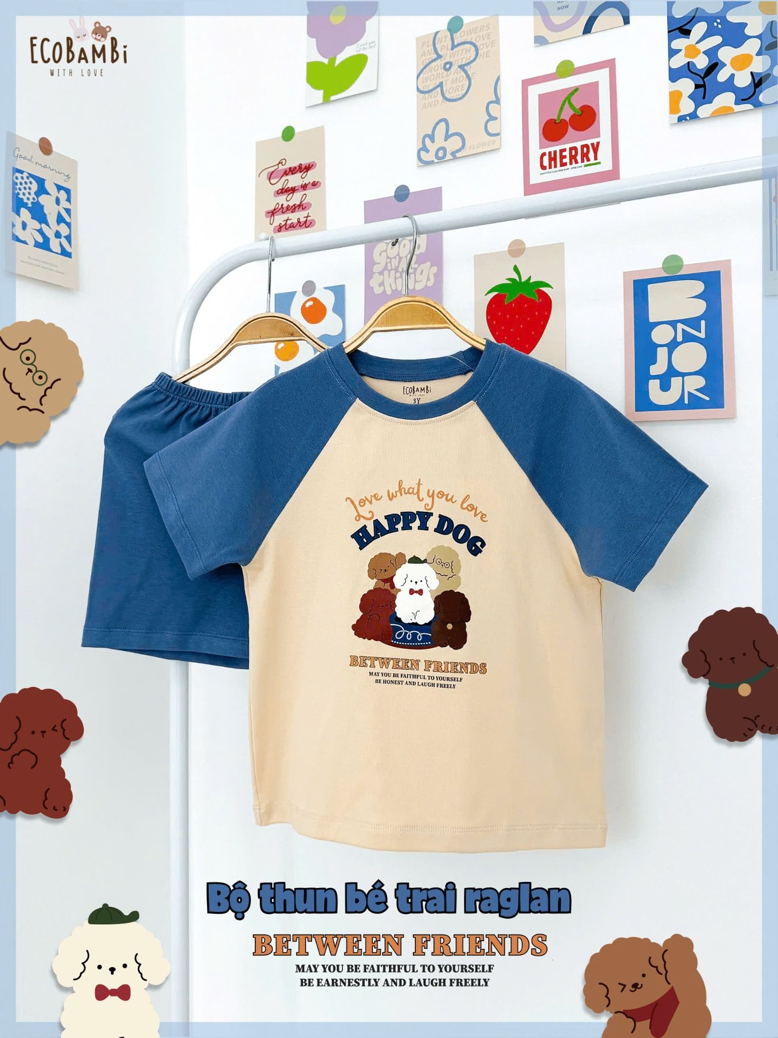  Bộ thun raglan tay ngắn phối màu bé trai ECOBAMBI - BB-23BOBT032 - 8935334001404 - Restock 